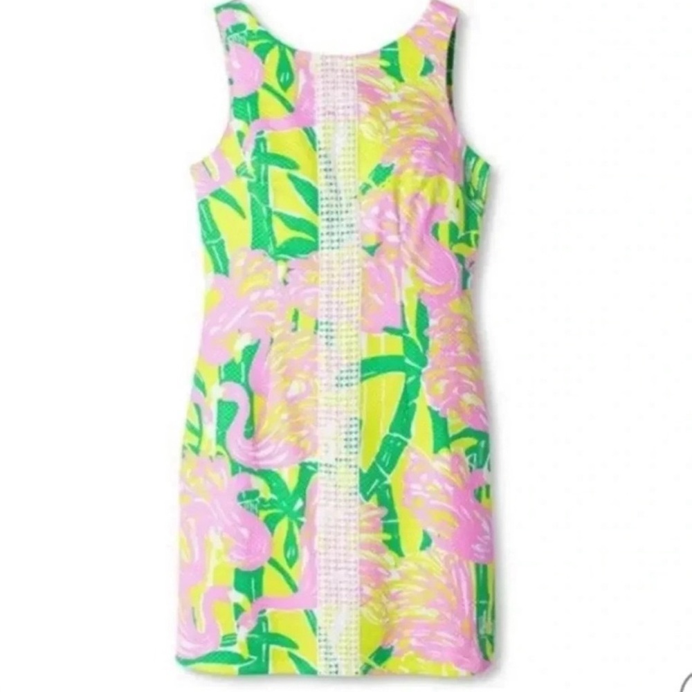 Lilly Pulitzer Sleeveless Dress Flamingo Pink Green Size XL 14-16 - Picture 3 of 17